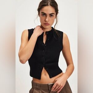 NWT FREE PEOPLE Archie Cashmere Vest - Black
